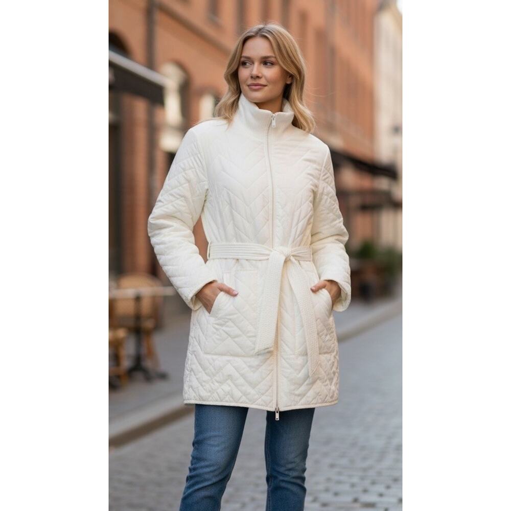 Athleta Plus Size 3X Mendocino Quilted Coat Jacket Puffer Parka Magnolia White